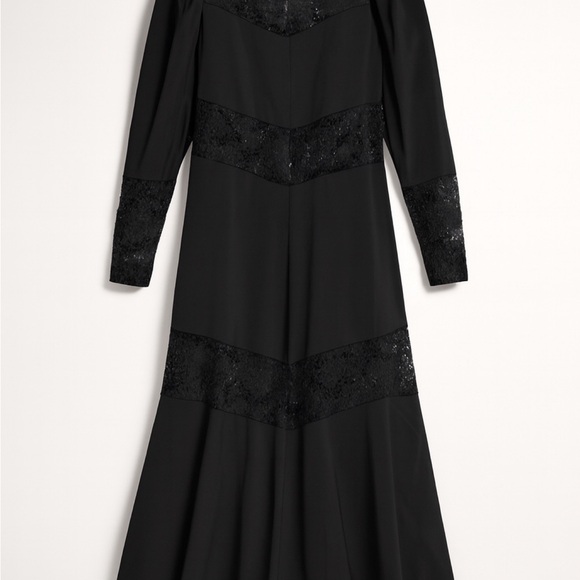 H&M Conscious Lace Trimmed Midi Dress Black - Picture 6 of 7